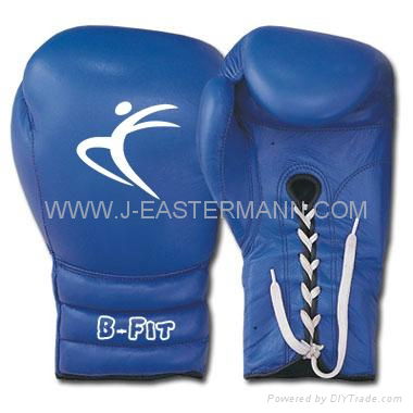Blue Color Leather Boxing Gloves Cuff with Laces Closure