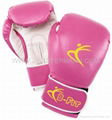 Ladies Pink Leather Boxing Gloves Velcro Cuff 1