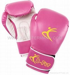 Ladies Pink Leather Boxing Gloves Velcro Cuff