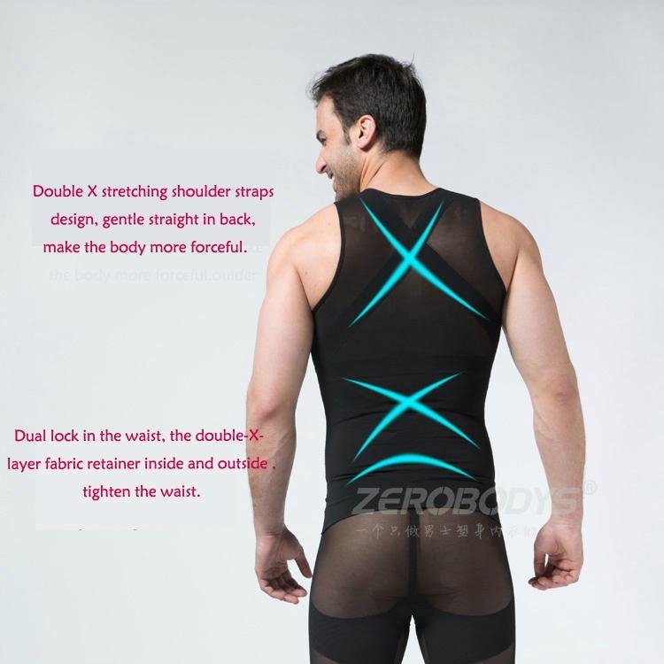 Zerobodys Powerful 3 Steps Adjustment Sexy Burning Fat Men's Body Shaper Vest 5