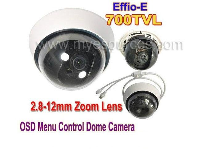 2MP 2.8-12mm ZOOM Lens 700TVL SONY CCD Effio-E OSD MENU CCTV Indoor Dome Camera