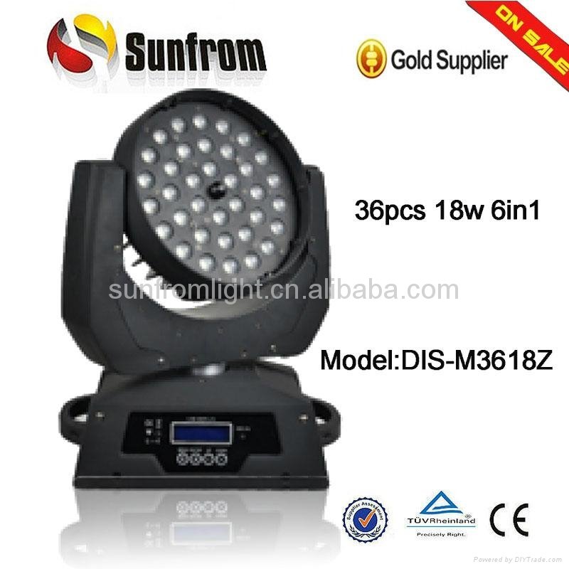 36*18W RGBWAP 6 in 1 LED Zoom Moving Head