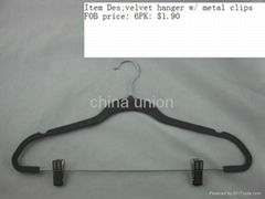 velvet hanger with metal clips