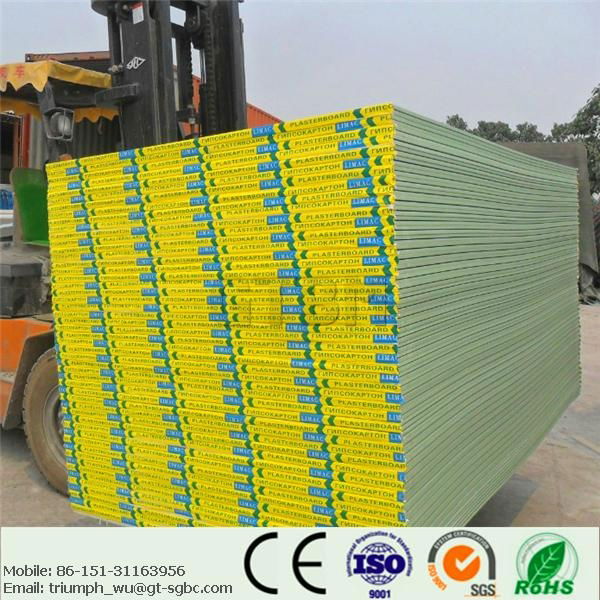 Moisture resistant drywall plasterboard