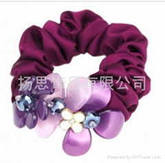 2014 beaded fold over elastics thick colored hair rubber bands