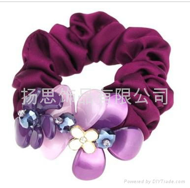 2014 beaded fold over elastics thick colored hair rubber bands