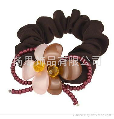 2014 beaded fold over elastics thick colored hair rubber bands 5