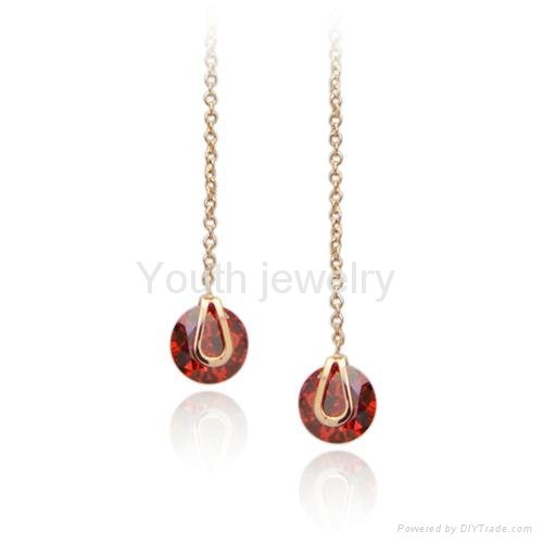 Noblest design colorful round crystal earrings for women 3