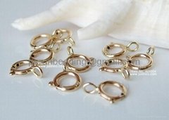 clasp,solid 14k yellow gold spring ring clasp for necklace and bracelet