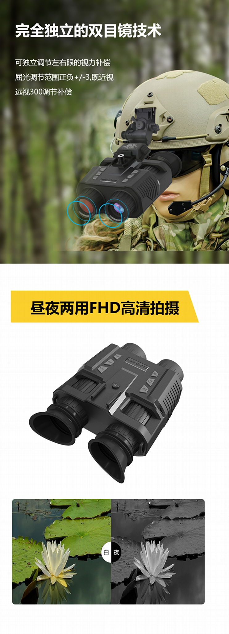 Dual-screen binocular infrared night vision device with helmet mount 2
