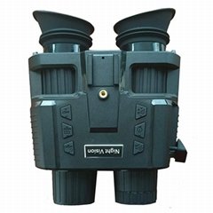 Dual-screen binocular infrared night vision device with helmet mount