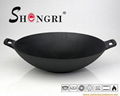 Cast Iron pre-seasoned oil Wok with glass lid