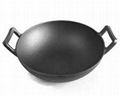 Cast Iron pre-seasoned oil Wok with glass lid