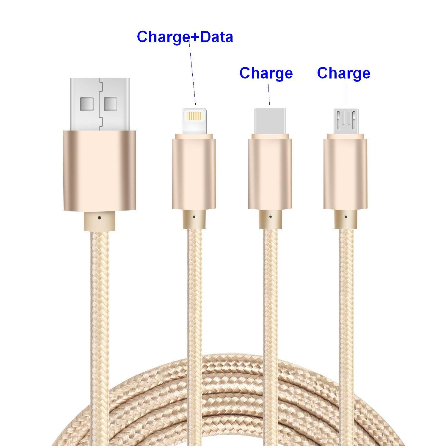 USB2.0 3合1多功能充電線,高檔鋁合金外殼,尼龍織網