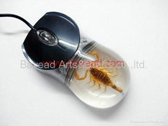 Real Scorpion Insect Amber Optical Computer Mouse For Gift