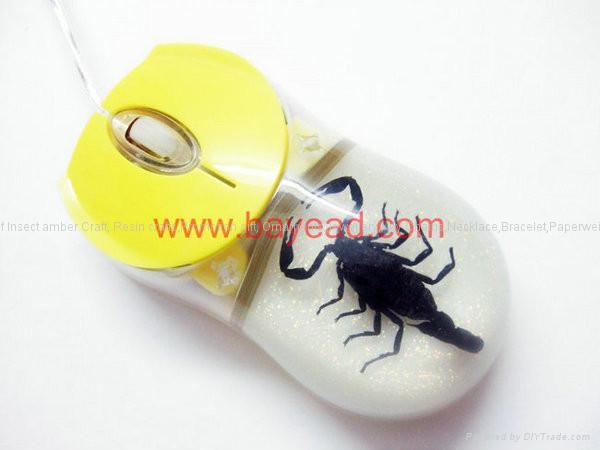 Real Scorpion Insect Amber Optical Computer Mouse For Gift 2