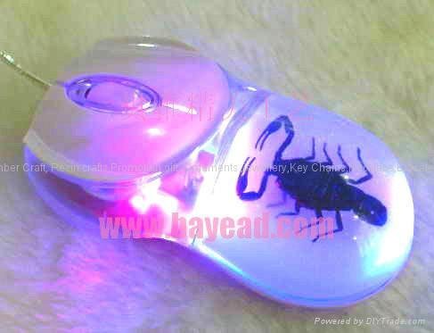 Real Scorpion Insect Amber Optical Computer Mouse For Gift 3