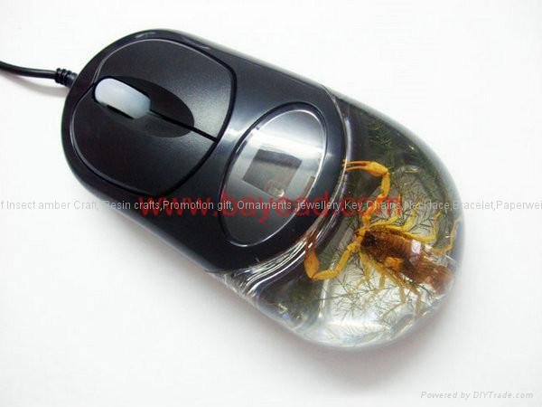 Real Scorpion Insect Amber Optical Computer Mouse For Gift 4