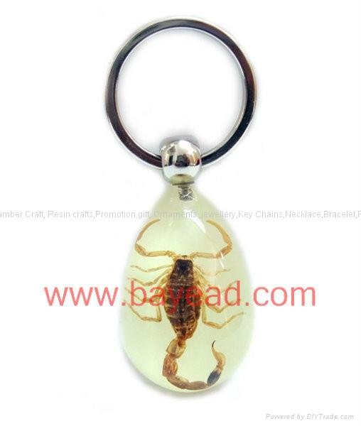 Scorpion insect amber keychains promotion gifts priemium gift 2