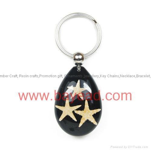 Novel real starfish amber keychains 3