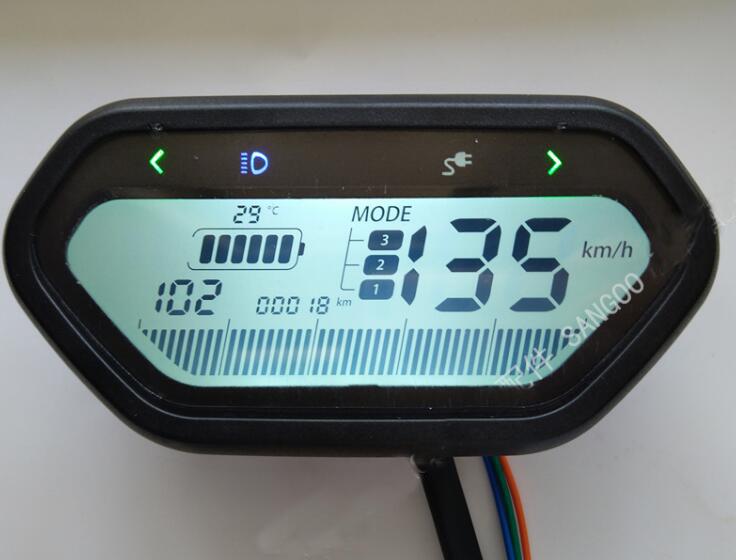 48V - 120V Electric Motorcycle / Scooter Speedometer / LCD Display for Universal