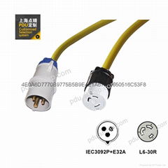 彩色IEC60309 32A Nema L6-30R 30A 服務器 路由器 PDU電源線