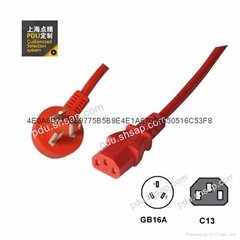 紅色GB16A-C13PDU彩色電源線