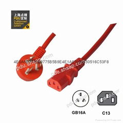 红色GB10A -IEC320 C13PDU 彩色电源线