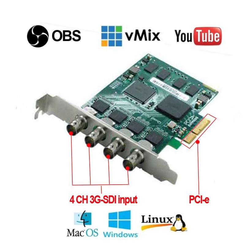 4 Channel 3G-SDI Video Conference Recorder/ Monitor Card PCI-E Capture Card / US 2