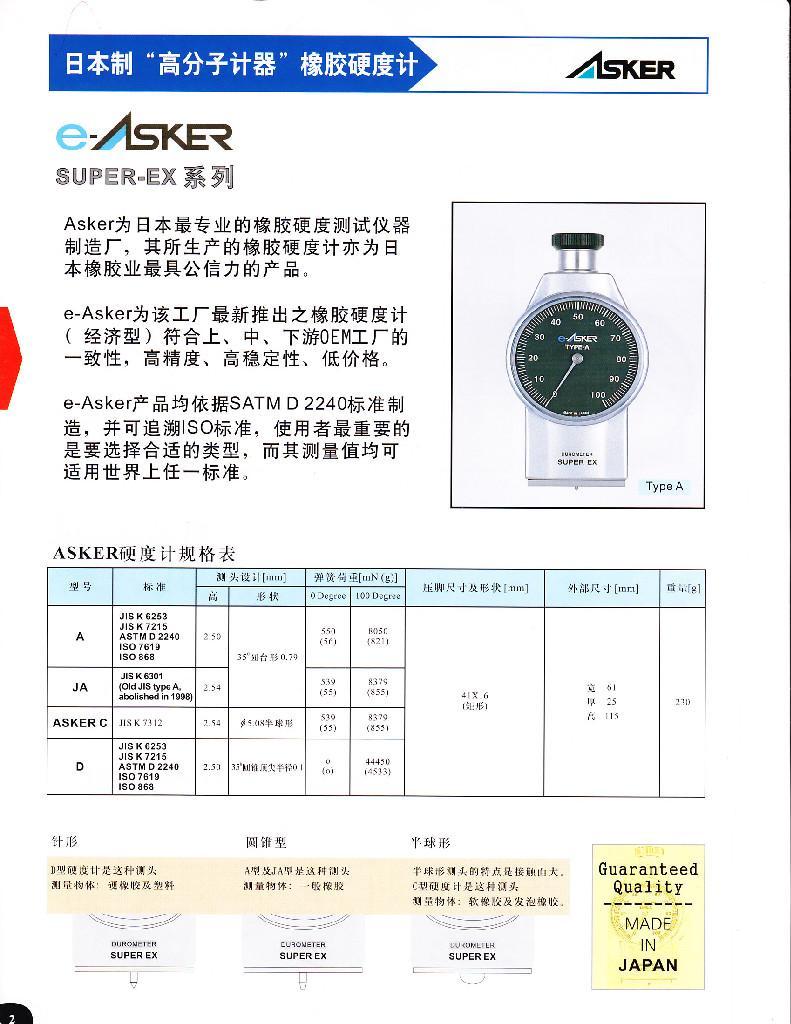 日本ASKER橡膠硬度計 3