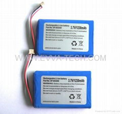 Lithium ion 653450 Battery Pack 3.7V 1230mAh