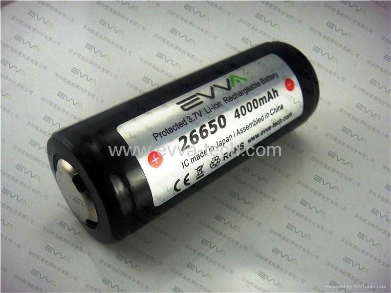 3.7V Protected 26650 battery for flashlight 4000mAh