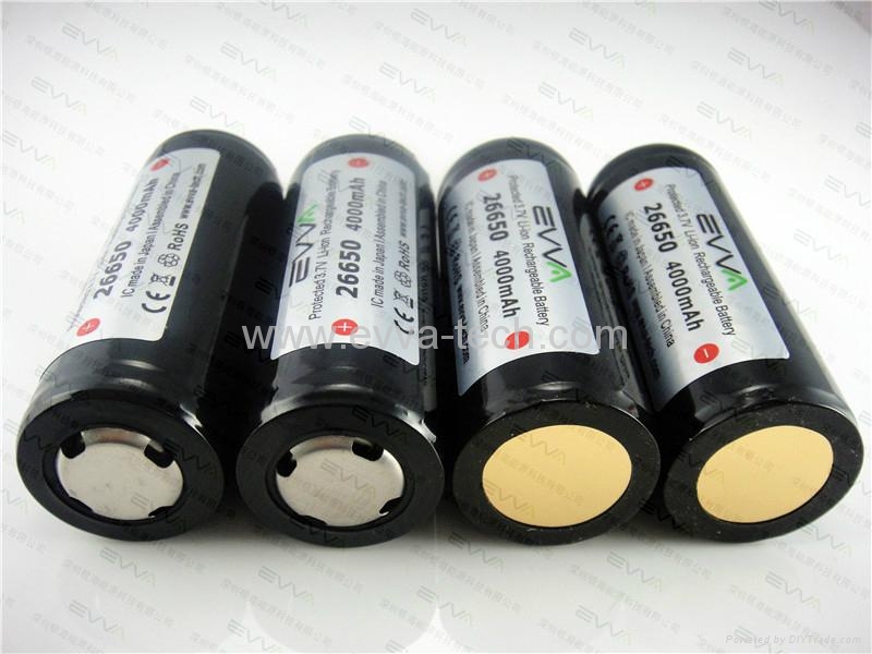 3.7V Protected 26650 battery for flashlight 4000mAh 2