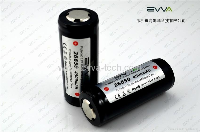 3.7V Protected 26650 4500mAh battery for torch