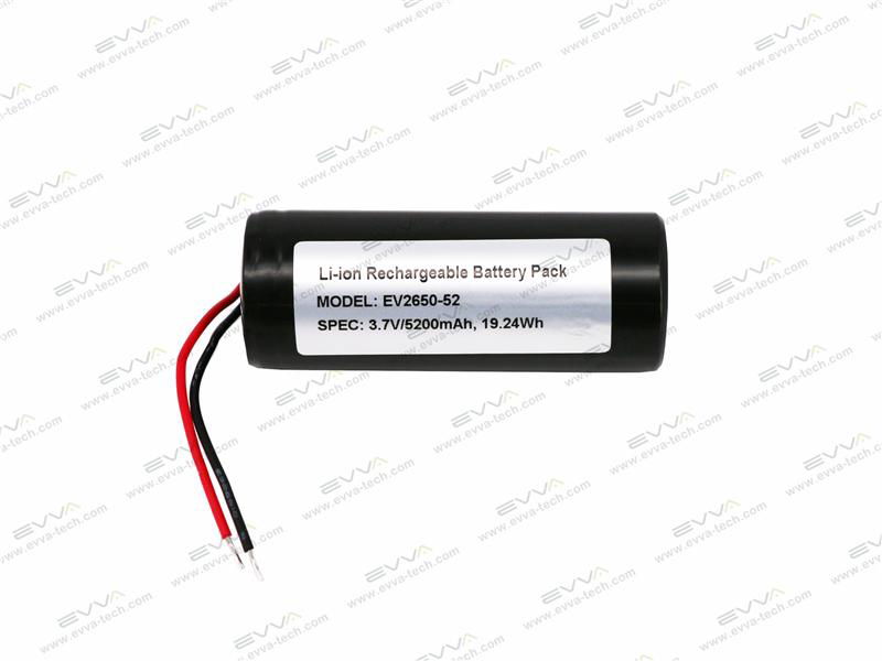 Lithium ion 26650 Battery Pack 3.7V 5200mAh 1S1P