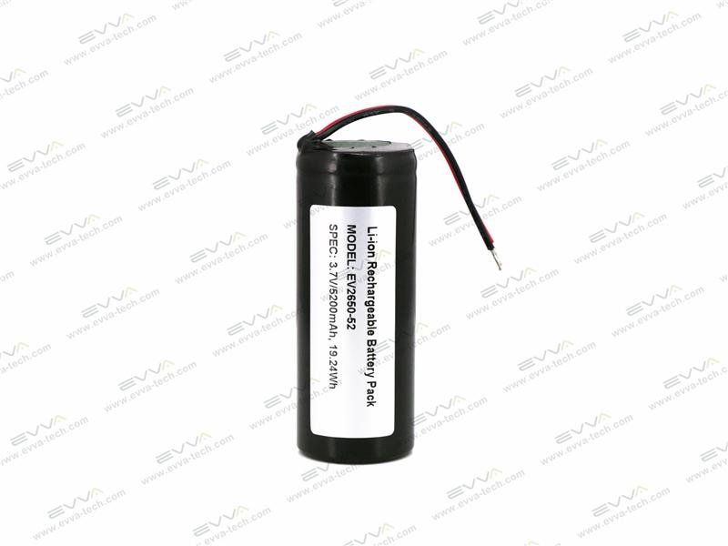 Lithium ion 26650 Battery Pack 3.7V 5200mAh 1S1P 2