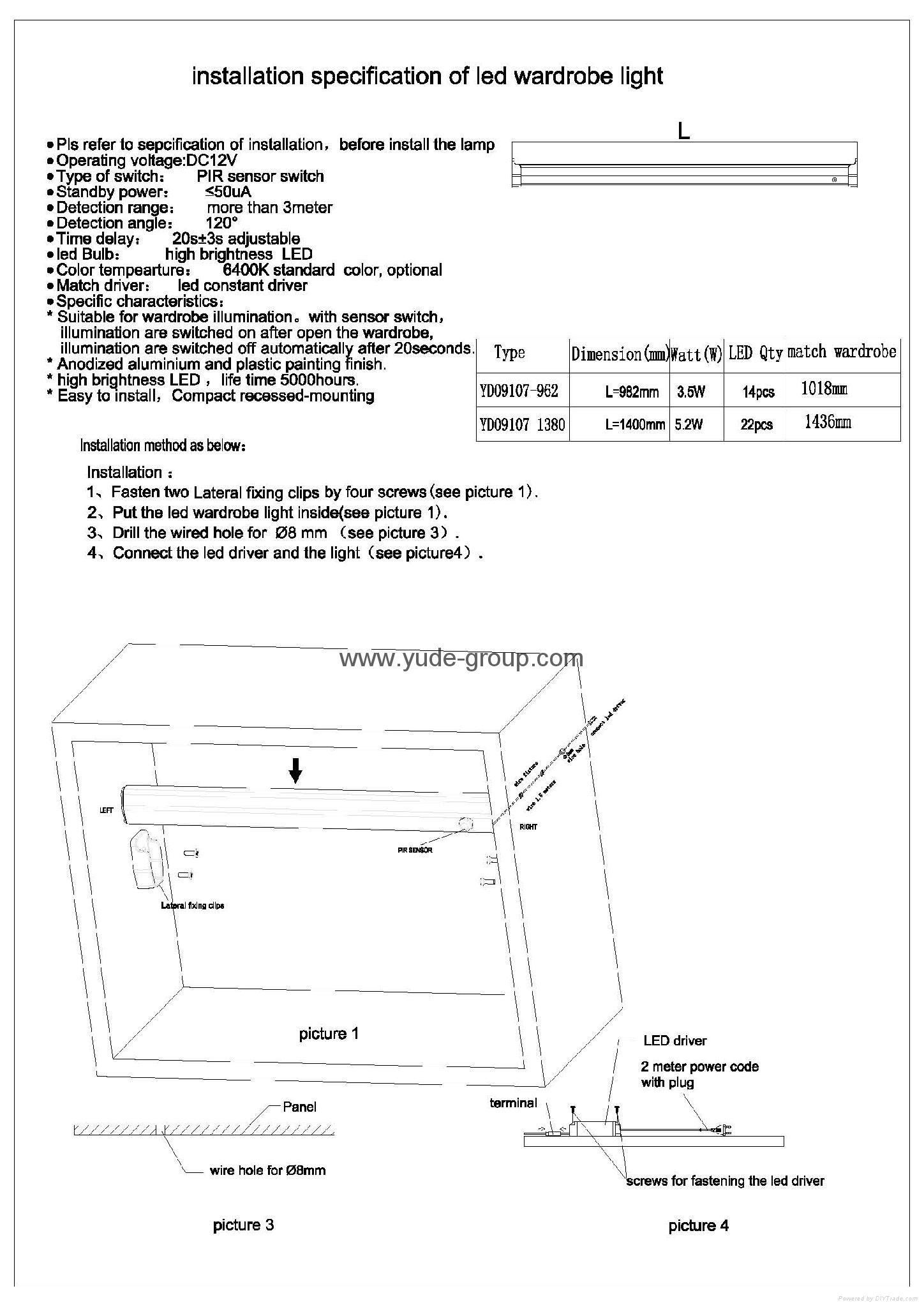 LED wardrobe light with PIR sensor switch 3