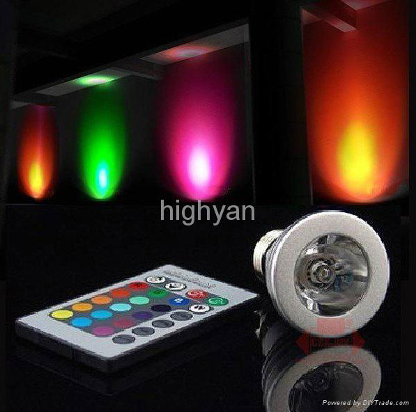 IR Remote Control E27 MR16 GU10 3W RGB Led Spotlight