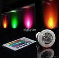 IR Remote Control E27 MR16 GU10 3W RGB Led Spotlight