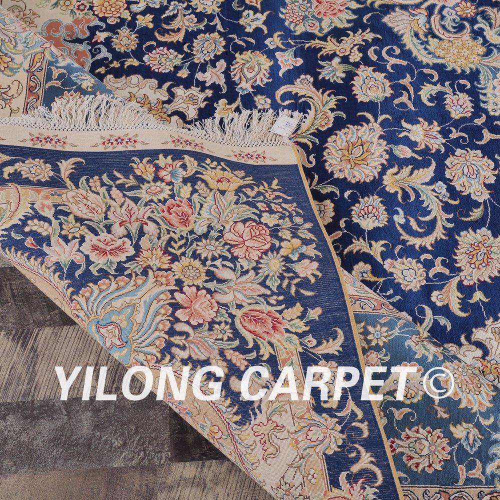   10x14ft blue luxury high rectangular pure silk persian design handmade carpet 5