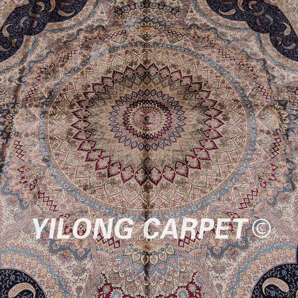   10x14ft blue green popular persian design silk hand knotted carpet 4