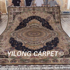   10x14ft blue green popular persian design silk hand knotted carpet