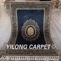 4x6ft handmade blue silk rug hand