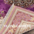 6'x9' Medallion oriental purple pure silk persian rug hand knotted 5