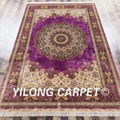 6'x9' Medallion oriental purple pure silk persian rug hand knotted 2