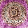 6'x9' Medallion oriental purple pure silk persian rug hand knotted 4