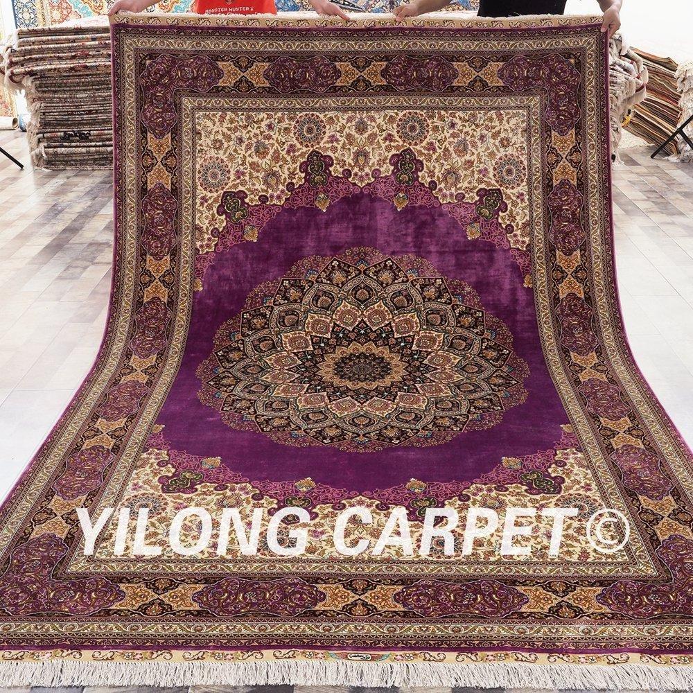 Yilong 6'x9' Vintage Handmade Silk Carpet Oriental Turkish Medallion Home Area Rugs 