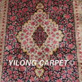 6'x9' Red pictorial flowers persian rug pure silk oriental rugs  3