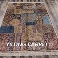 6'x9' persian handknotted silk area carpet classic patchwork vintage turkish rug 2