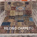 6'x9' persian handknotted silk area carpet classic patchwork vintage turkish rug 1